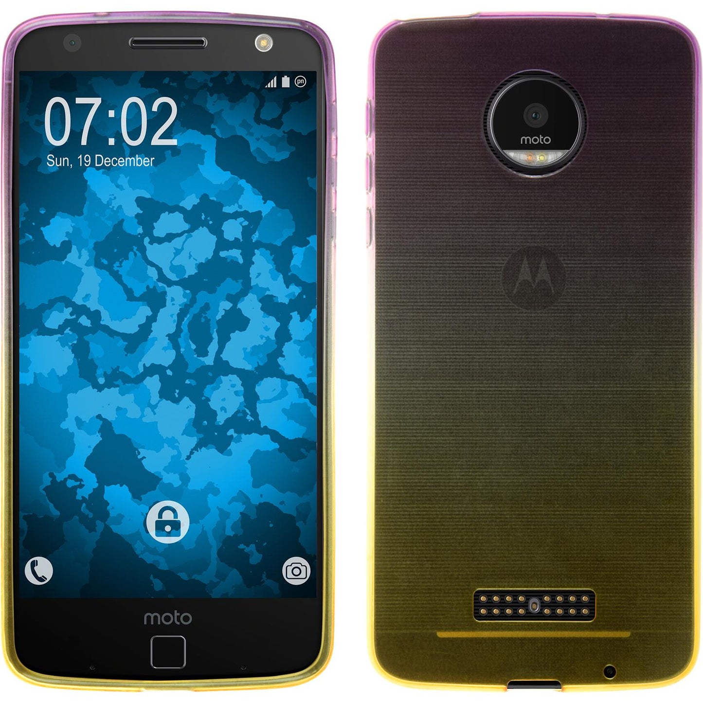 PhoneNatic Case kompatibel mit Lenovo Moto Z - Design:05 Silikon Hülle OmbrË + 2 Schutzfolien