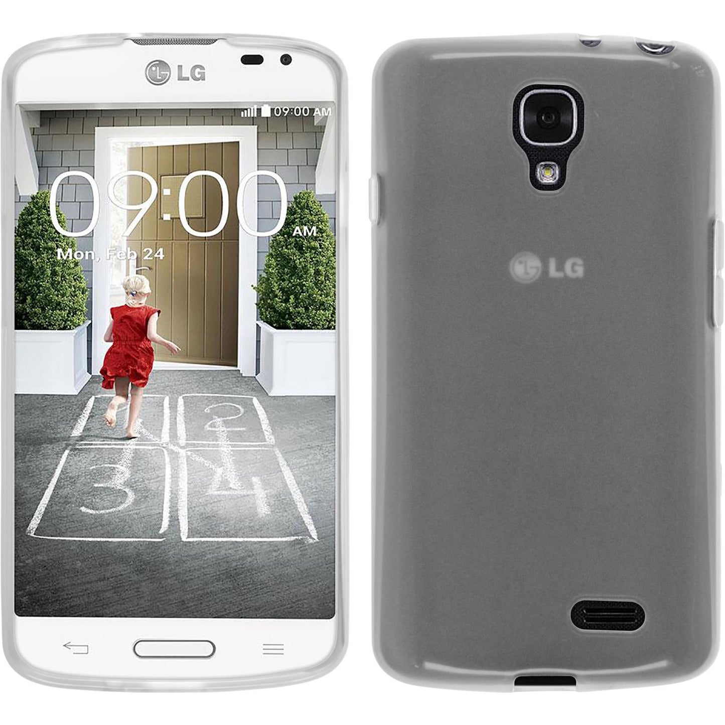 PhoneNatic Case kompatibel mit LG F70 - weiﬂ Silikon Hülle transparent + 2 Schutzfolien
