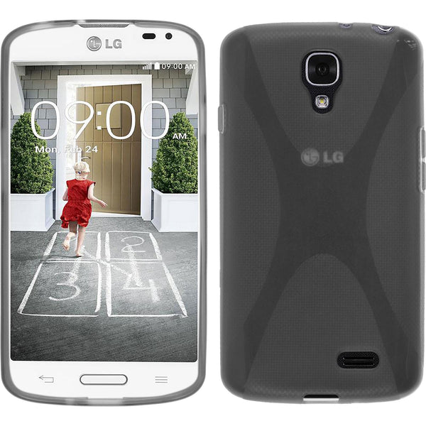 PhoneNatic Case kompatibel mit LG F70 - grau Silikon Hülle X-Style + 2 Schutzfolien