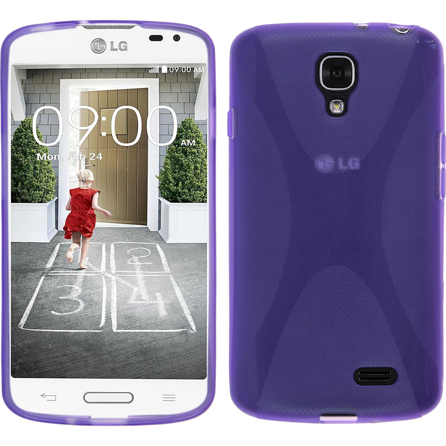 PhoneNatic Case kompatibel mit LG F70 - lila Silikon Hülle X-Style + 2 Schutzfolien