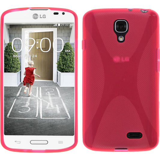PhoneNatic Case kompatibel mit LG F70 - pink Silikon Hülle X-Style + 2 Schutzfolien