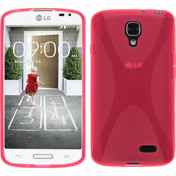 PhoneNatic Case kompatibel mit LG F70 - pink Silikon Hülle X-Style + 2 Schutzfolien