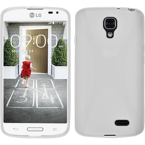 PhoneNatic Case kompatibel mit LG F70 - weiß Silikon Hülle X-Style + 2 Schutzfolien