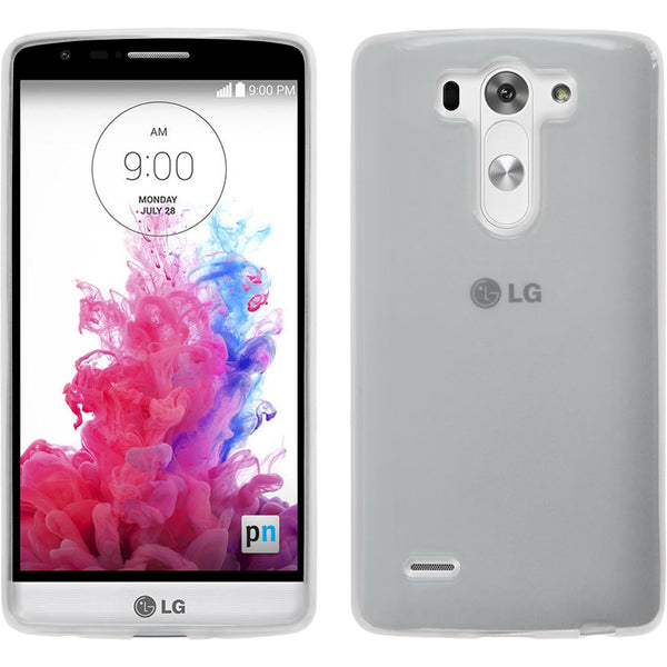 PhoneNatic Case kompatibel mit LG G3 S - weiß Silikon Hülle transparent + 2 Schutzfolien
