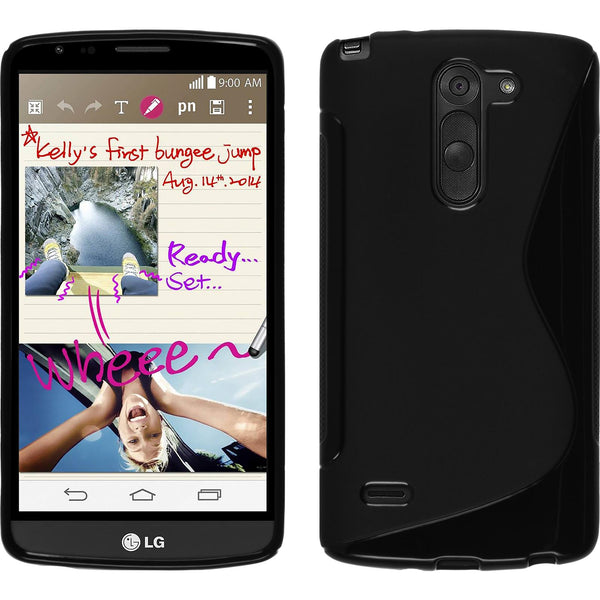 PhoneNatic Case kompatibel mit LG G3 Stylus - schwarz Silikon Hülle S-Style + 2 Schutzfolien