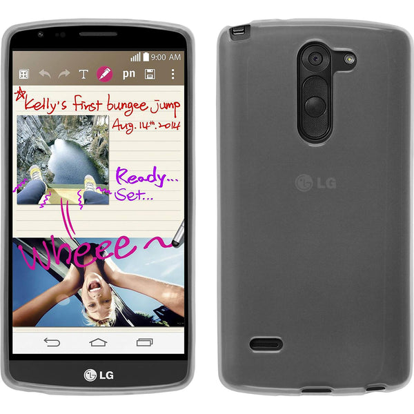 PhoneNatic Case kompatibel mit LG G3 Stylus - weiß Silikon Hülle transparent + 2 Schutzfolien