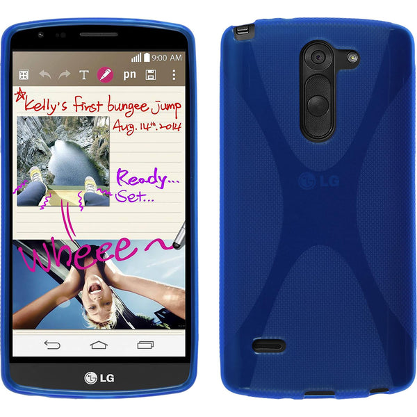 PhoneNatic Case kompatibel mit LG G3 Stylus - blau Silikon Hülle X-Style + 2 Schutzfolien
