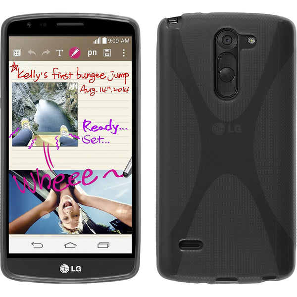 PhoneNatic Case kompatibel mit LG G3 Stylus - grau Silikon Hülle X-Style + 2 Schutzfolien
