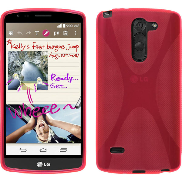 PhoneNatic Case kompatibel mit LG G3 Stylus - pink Silikon Hülle X-Style + 2 Schutzfolien