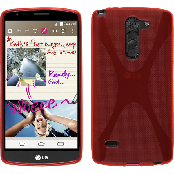 PhoneNatic Case kompatibel mit LG G3 Stylus - rot Silikon Hülle X-Style + 2 Schutzfolien