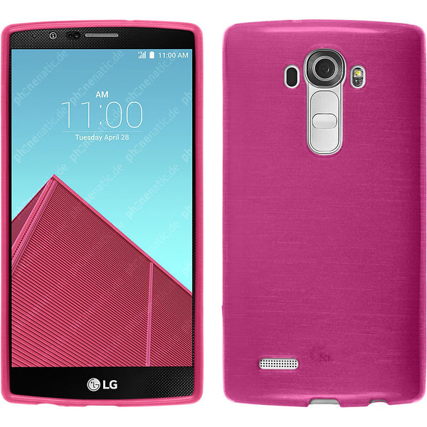 PhoneNatic Case kompatibel mit LG G4 - pink Silikon Hülle brushed + 2 Schutzfolien