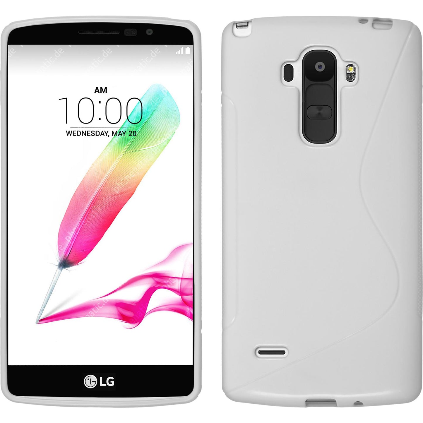 PhoneNatic Case kompatibel mit LG G4 Stylus - weiﬂ Silikon Hülle S-Style + 2 Schutzfolien