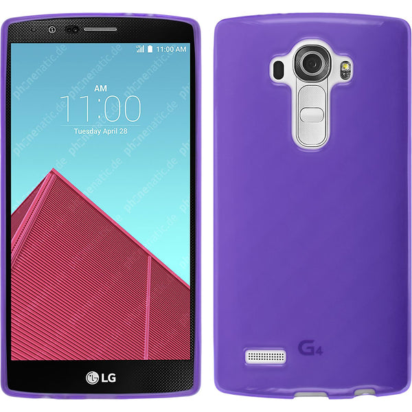 PhoneNatic Case kompatibel mit LG G4 - lila Silikon Hülle transparent + 2 Schutzfolien
