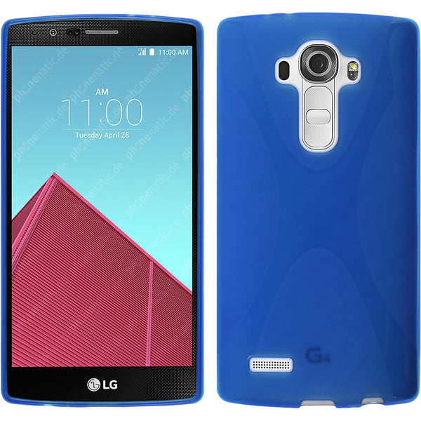 PhoneNatic Case kompatibel mit LG G4 - blau Silikon Hülle X-Style + 2 Schutzfolien