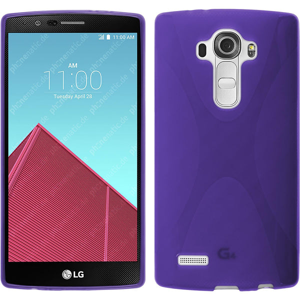 PhoneNatic Case kompatibel mit LG G4 - lila Silikon Hülle X-Style + 2 Schutzfolien
