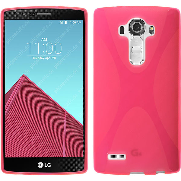 PhoneNatic Case kompatibel mit LG G4 - pink Silikon Hülle X-Style + 2 Schutzfolien