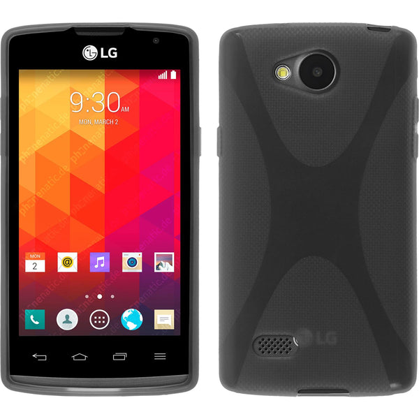 PhoneNatic Case kompatibel mit LG Joy - grau Silikon Hülle X-Style + 2 Schutzfolien