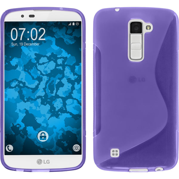 PhoneNatic Case kompatibel mit LG K10 - lila Silikon Hülle S-Style Cover