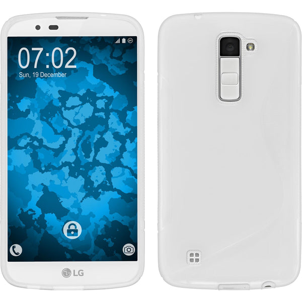 PhoneNatic Case kompatibel mit LG K10 - weiﬂ Silikon Hülle S-Style Cover