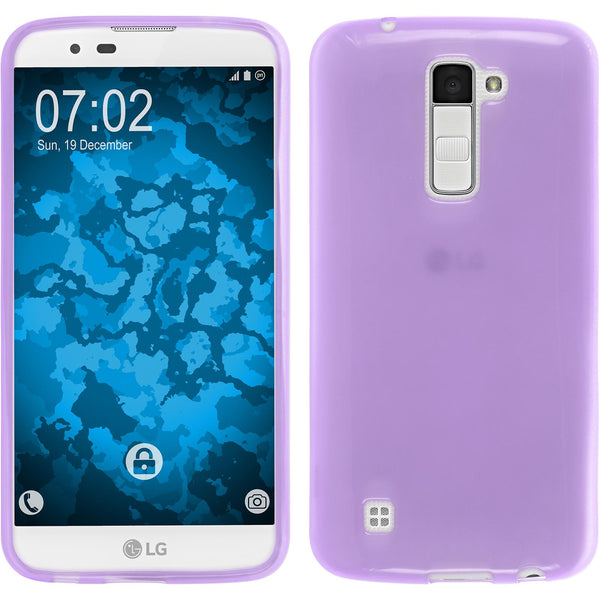 PhoneNatic Case kompatibel mit LG K10 - lila Silikon Hülle transparent + 2 Schutzfolien