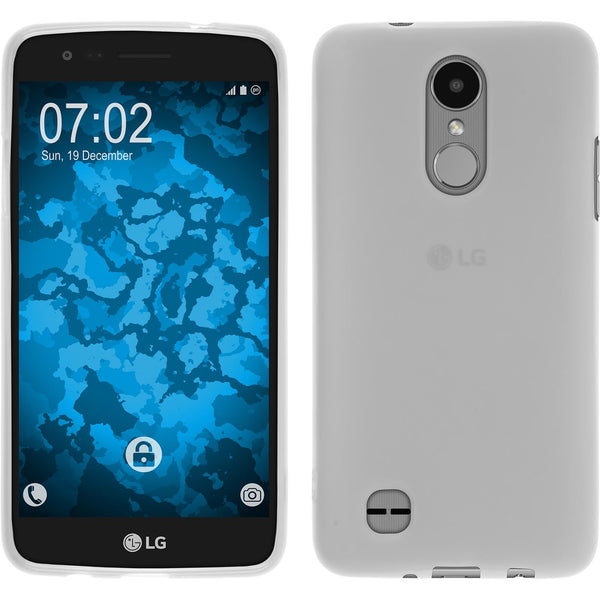 PhoneNatic Case kompatibel mit LG K4 2017 - weiﬂ Silikon Hülle matt + 2 Schutzfolien