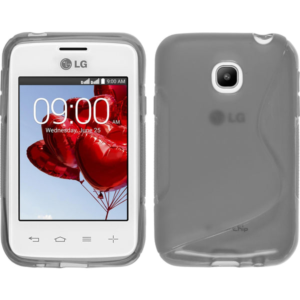 PhoneNatic Case kompatibel mit LG L20 - grau Silikon Hülle S-Style + 2 Schutzfolien