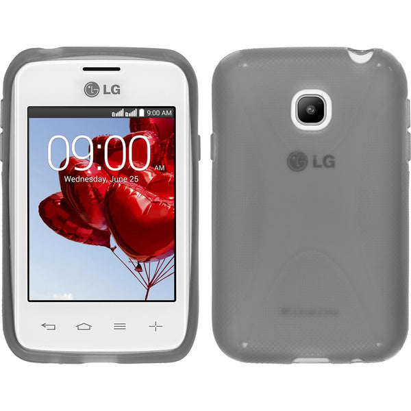 PhoneNatic Case kompatibel mit LG L20 - grau Silikon Hülle X-Style + 2 Schutzfolien