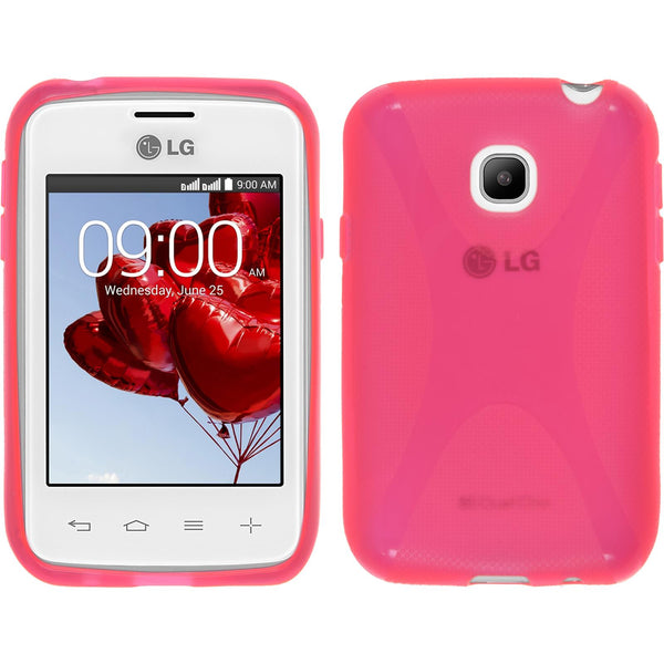 PhoneNatic Case kompatibel mit LG L20 - pink Silikon Hülle X-Style + 2 Schutzfolien