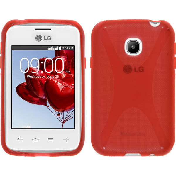 PhoneNatic Case kompatibel mit LG L20 - rot Silikon Hülle X-Style + 2 Schutzfolien