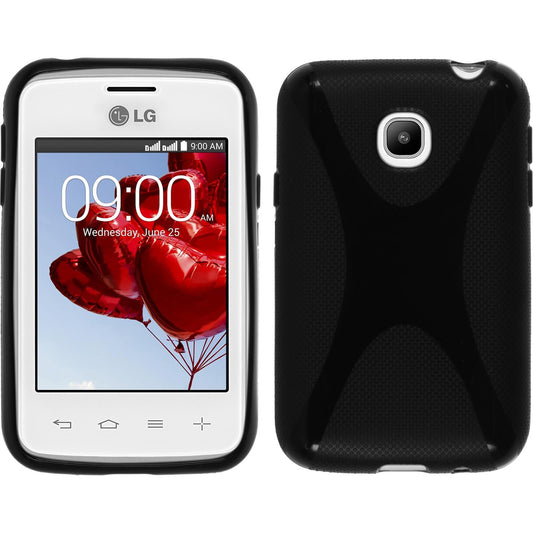 PhoneNatic Case kompatibel mit LG L20 - schwarz Silikon Hülle X-Style + 2 Schutzfolien