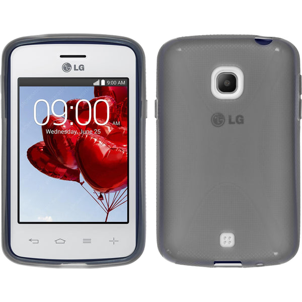 PhoneNatic Case kompatibel mit LG L30 - grau Silikon Hülle X-Style + 2 Schutzfolien