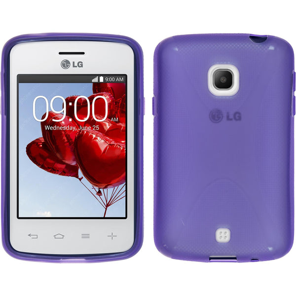 PhoneNatic Case kompatibel mit LG L30 - lila Silikon Hülle X-Style + 2 Schutzfolien