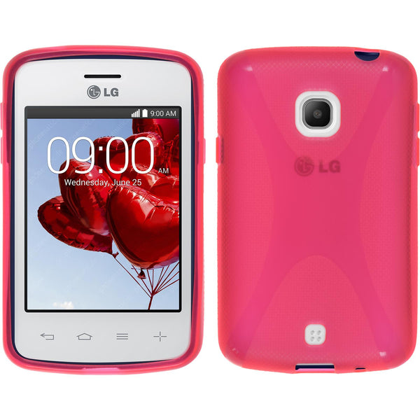 PhoneNatic Case kompatibel mit LG L30 - pink Silikon Hülle X-Style + 2 Schutzfolien
