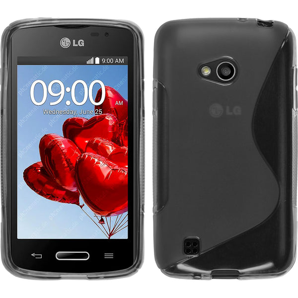 PhoneNatic Case kompatibel mit LG L50 - grau Silikon Hülle S-Style + 2 Schutzfolien