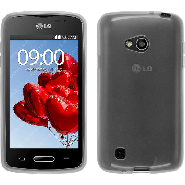 PhoneNatic Case kompatibel mit LG L50 - weiﬂ Silikon Hülle transparent + 2 Schutzfolien
