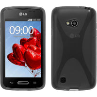PhoneNatic Case kompatibel mit LG L50 - grau Silikon Hülle X-Style + 2 Schutzfolien