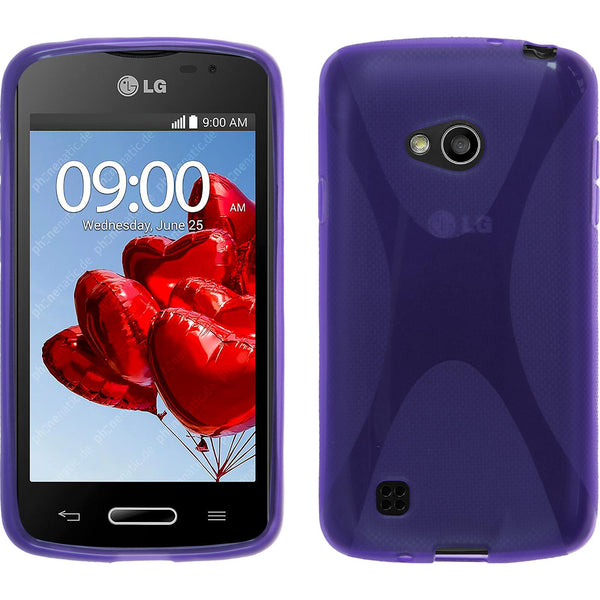 PhoneNatic Case kompatibel mit LG L50 - lila Silikon Hülle X-Style + 2 Schutzfolien