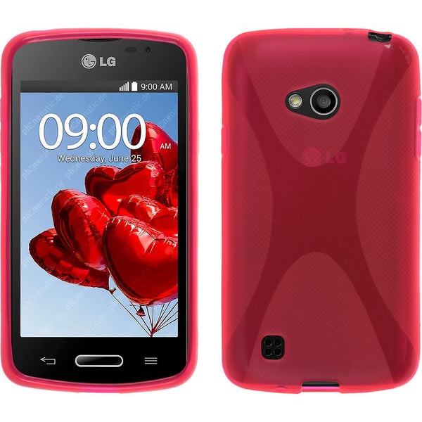 PhoneNatic Case kompatibel mit LG L50 - pink Silikon Hülle X-Style + 2 Schutzfolien
