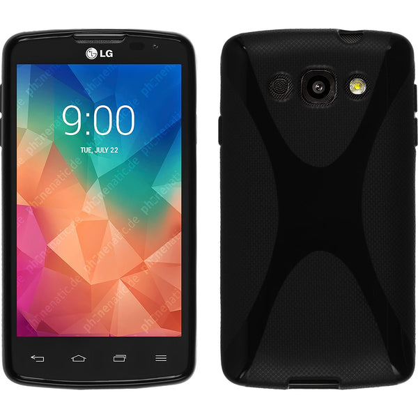 PhoneNatic Case kompatibel mit LG L60 - schwarz Silikon Hülle X-Style Cover