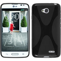 PhoneNatic Case kompatibel mit LG L70 - schwarz Silikon Hülle X-Style + 2 Schutzfolien