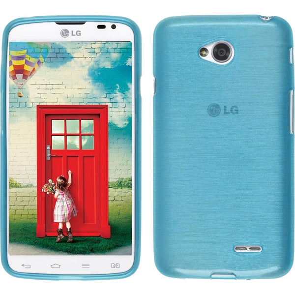 PhoneNatic Case kompatibel mit LG L70 Dual - blau Silikon Hülle brushed + 2 Schutzfolien