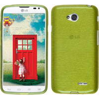 PhoneNatic Case kompatibel mit LG L70 Dual - pastellgrün Silikon Hülle brushed + 2 Schutzfolien