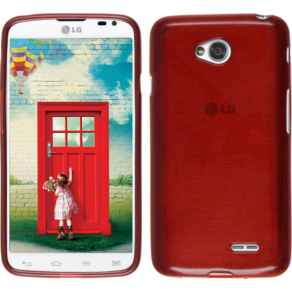PhoneNatic Case kompatibel mit LG L70 Dual - rot Silikon Hülle brushed + 2 Schutzfolien
