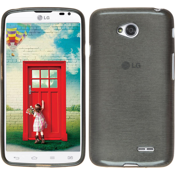 PhoneNatic Case kompatibel mit LG L70 Dual - silber Silikon Hülle brushed + 2 Schutzfolien