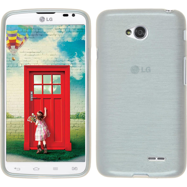 PhoneNatic Case kompatibel mit LG L70 Dual - weiß Silikon Hülle brushed + 2 Schutzfolien