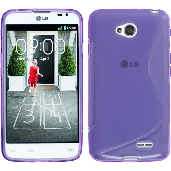 PhoneNatic Case kompatibel mit LG L70 Dual - lila Silikon Hülle S-Style + 2 Schutzfolien