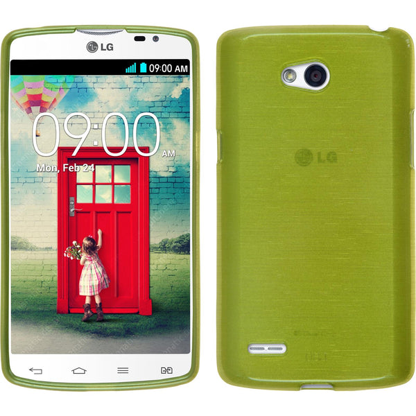 PhoneNatic Case kompatibel mit LG L80 Dual - pastellgrün Silikon Hülle brushed + 2 Schutzfolien