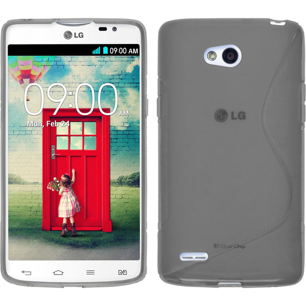 PhoneNatic Case kompatibel mit LG L80 Dual - grau Silikon Hülle S-Style + 2 Schutzfolien