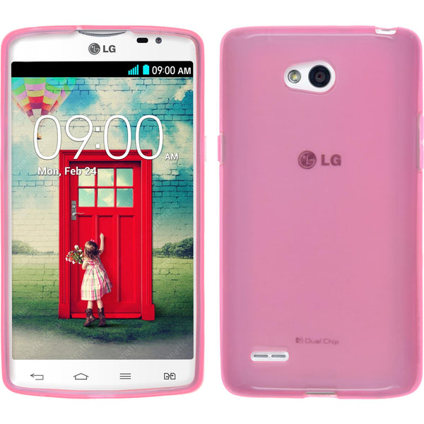 PhoneNatic Case kompatibel mit LG L80 Dual - rosa Silikon Hülle transparent + 2 Schutzfolien