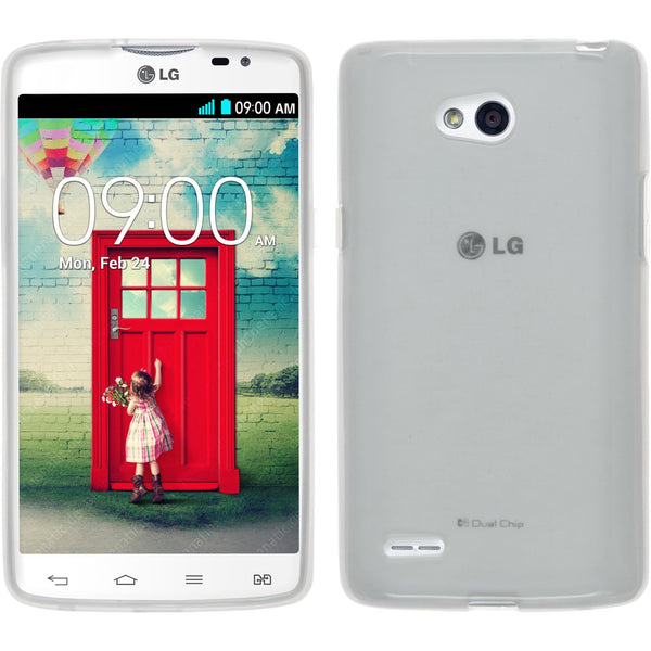 PhoneNatic Case kompatibel mit LG L80 Dual - weiß Silikon Hülle transparent + 2 Schutzfolien